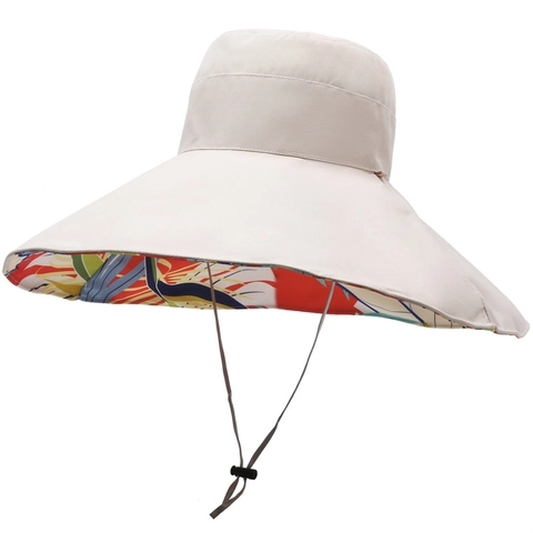 Dames Omkeerbare Vissershoed Met Brede Rand Bloemen Golfpatroon Zonnehoed Met Verstelbaar Windtouw Zomer Zonbeschermingshoed