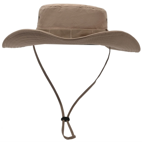 Outdoor Zonbescherming Vissershoed Met Verstelbaar Winddicht Touw Breedgerande Boonie Hoed Voor Wandelen Kamperen Vissen Unisex