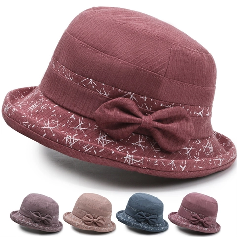 Chapeau Bob Élégant en Poliestere pour Femmes Avec Nœud Imprimé Abstrait Chapeau Pare-soleil pour Voyage Extérieur
