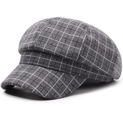 Dames Britse Retro Geruite Newsboy Cap Achthoekige Baret Verstelbaar Polyester Katoen Herfst Winter Mode Hoed
