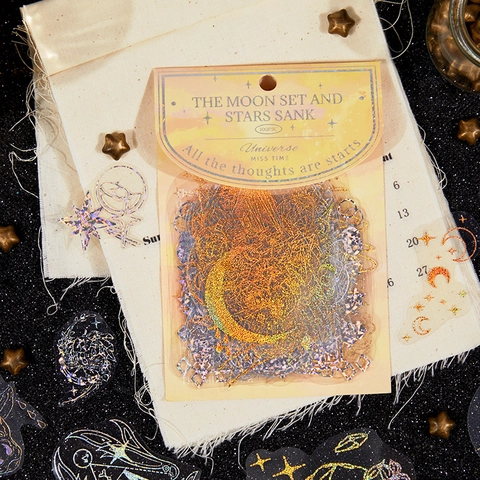 Vintage Holographic PET Sticker Pack Floral Butterfly Animal Laser Stamping Scrapbooking Material DIY Decorative Stickers
