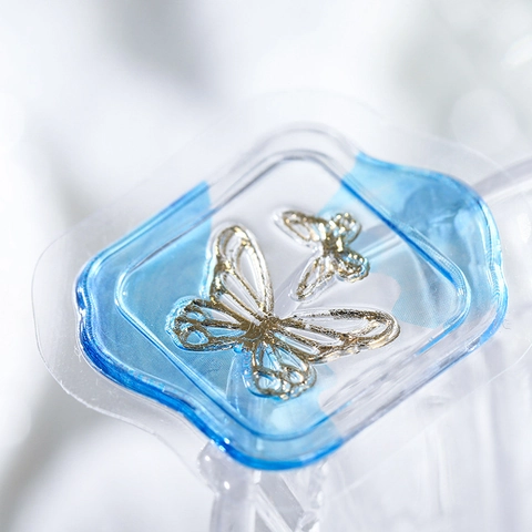 Gold Foil Sealing Wax Stickers Clear Epoxy Resin Butterfly Floral Decorative Decals For DIY Scrapbooking Journaling Stationery