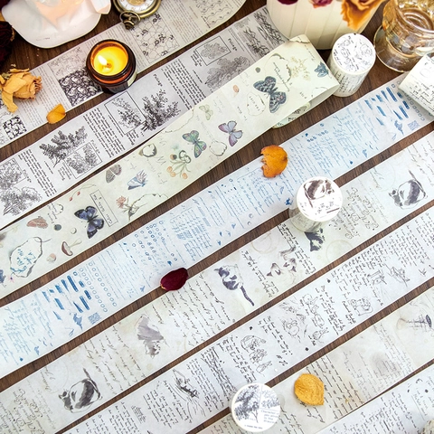 Nastro Washi Retro Serie Norman Diary Vintage Testo Farfalla Gatto Botanico Nastro Decorativo per Scrapbooking Fai Da Te Journaling