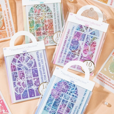 Daydream Collection Butterfly Flower Decorative PVC Transparent Cards For DIY Scrapbooking Journaling Material Art Supplies Nordic Style Retro Card