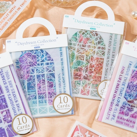 Daydream Collection Butterfly Flower Decorative PVC Transparent Cards For DIY Scrapbooking Journaling Material Art Supplies Nordic Style Retro Card