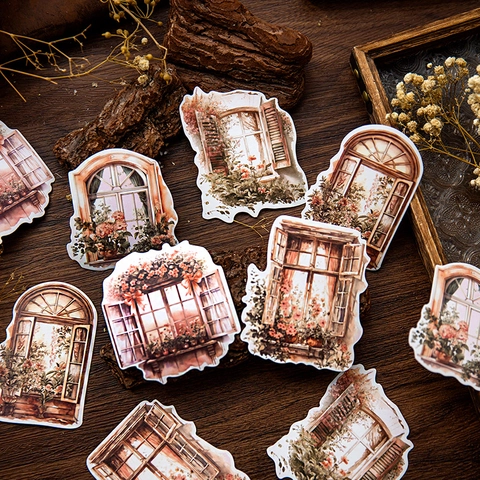 Window Times Series Vintage Washi Αυτοκόλλητα για Scrapbooking DIY Διακοσμητικά Αυτοκόλλητα Τοπίο Παραθύρου για Journaling