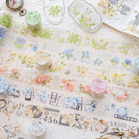 Ruban Décoratif PET Vintage Floral Matériel de Scrapbooking Loop Ruban Esthétique Journal Artisanat Fournitures de Papeterie