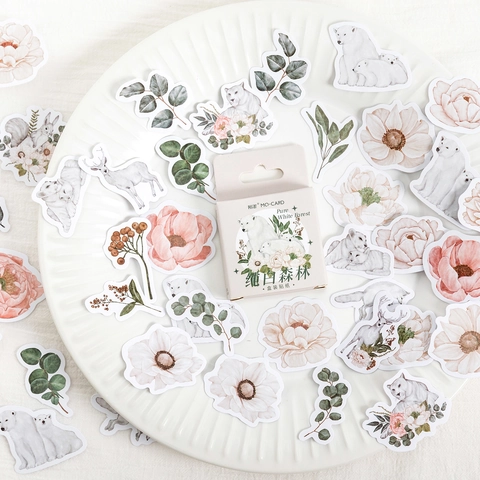 Vintage Nordic Style Boxed Decorative Stickers For Scrapbooking DIY Journaling Embellishment Adhesive Paper Stickers