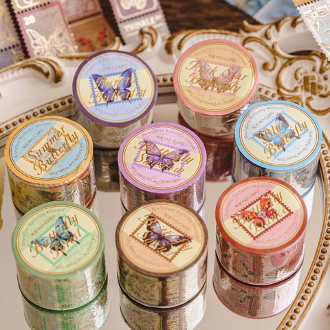 Vintage Stampa a Caldo Francobollo a Farfalla Nastro Washi Retro Nastro Adesivo Decorativo per Scrapbooking Fai Da Te Diario Arte Artigianato