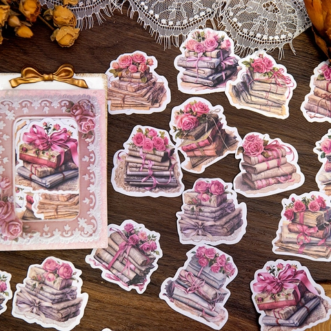 Vintage Washi Stickers Set Retro Scrapbooking Material Paper Floral Letter Rose Decorative Journaling DIY Art Supplies Stationery