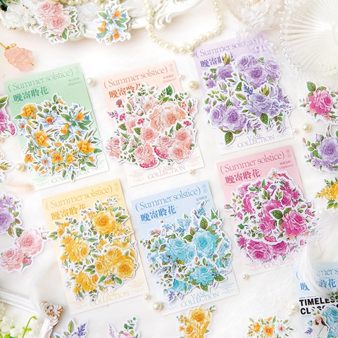 Nordic Style Floral Washi Paper Stickers For Scrapbooking DIY Journaling Decorative Botanical Plants Illustration Decals