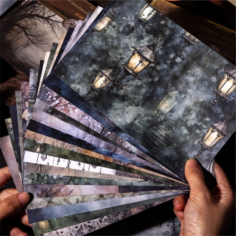 Retro Gothic Material Paper Night Charm Series Vintage Dark Magic Decorative Paper For DIY Scrapbook Junk Journal Hand Account