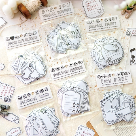 Nordic Stijl Washi Papier Sticker Collectie Zwart Wit Doodle Journaling Sticker Voor Scrapbooking DIY Decoratie Dagelijkse Thema