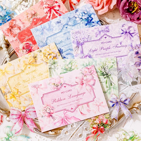 Pack Autocollants PET Fleurs Nœuds Vintage Dream Fabric Décoration Scrapbooking Marquage Laser Or Autocollants Floraux Papillon pour Bricolage Journal