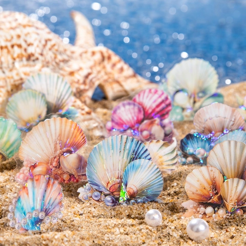 Oceaan Schelp Parel PET Stickers Seaside Treasure Laser Schelpglans Waterdichte Stickers Voor DIY Journal Planner Decoratie