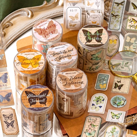 Vintage Butterfly Scrapbooking Tape Decorative Washi Tape Retro Aesthetic Butterfly Journaling Tape For DIY Arts Crafts