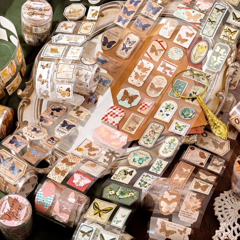 Vintage Butterfly Scrapbooking Tape Decorative Washi Tape Retro Aesthetic Butterfly Journaling Tape For DIY Arts Crafts