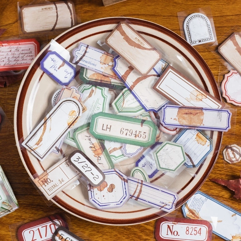 Set di Nastri Washi con Etichette Vintage Adesivi Retro Fustellati per Scrapbooking DIY Artigianato Diario Decorazione