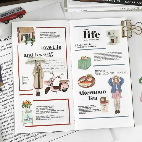 Retro PET Sticker Pack Vintage People Lifestyle Illustrations Printed Decorative Decals For Scrapbooking Journaling DIY Crafts