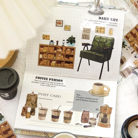 Artistic Vintage PET Decorative Tape Wonderful Things Series Coffee Record Writing Theme For Scrapbooking Journaling Stickers