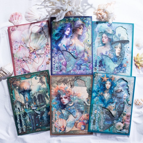 Mermaid Undersea Fantasy Retro Scrapbooking Material Paper For Journaling DIY Arts Crafts Decorative Background Paper