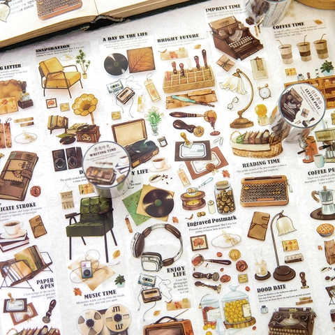 Artistic Vintage PET Decorative Tape Wonderful Things Series Coffee Record Writing Theme For Scrapbooking Journaling Stickers
