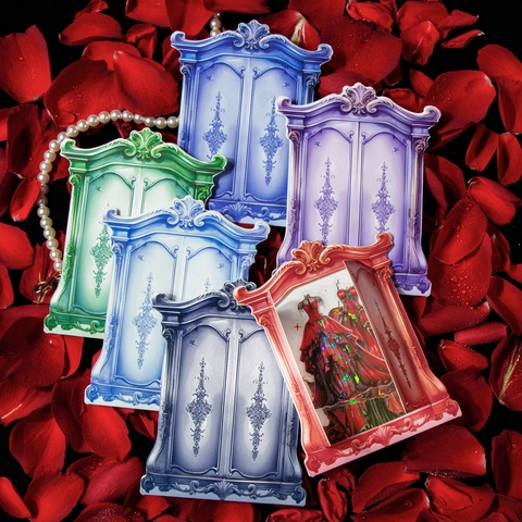 Pegatinas de PET Vintage de Tema de Moda Mágica Efecto de Luz de Concha Irisada Pegatinas de Vestido y Armario Gótico para Scrapbooking Bricolage