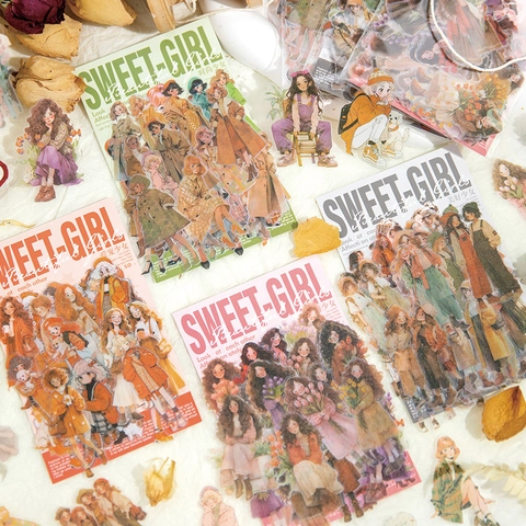 Retro Ästhetische Mädchen PET Aufkleber Für Scrapbooking DIY Journaling Kunsthandwerk Dekorative Schreibwaren Decals