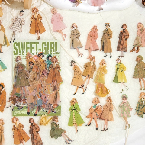 Retro Ästhetische Mädchen PET Aufkleber Für Scrapbooking DIY Journaling Kunsthandwerk Dekorative Schreibwaren Decals