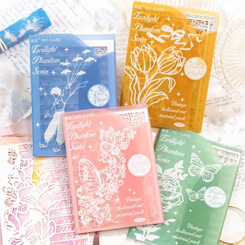 Vintage Hohl Spitze Scrapbook Material Sammlung Rose Schmetterling Muster Papier Pack Für DIY Journaling Basteln Kunst