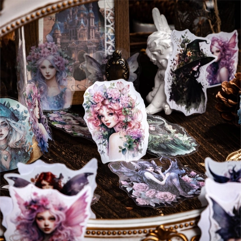 Pacchetto Adesivi PET Fata Magica Personaggio Fantasy Retro Adesivi Decorativi DIY Per Scrapbooking Journaling Planner