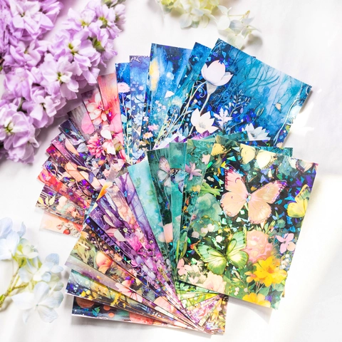 Pegatinas Washi Flores Vintage Serie Garden Deep Proceso Brillo de Concha Material de Decoración para Scrapbooking Journaling