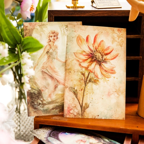Kit Carta Scrapbooking Vintage Elfo Dei Fiori Estetica Floreale Farfalla Fata Carta Decorativa Per Diario Fai Da Te