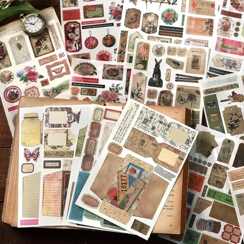 10 Sheets Retro Scrapbooking Material Pack Vintage Journaling Paper Washi Stickers For DIY Crafting Planner Decoration