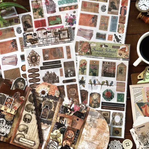 10 Sheets Retro Scrapbooking Material Pack Vintage Journaling Paper Washi Stickers For DIY Crafting Planner Decoration