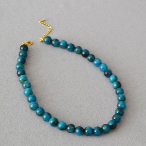 Collana di Giada con Perle Tonde Vintage Placcata in Rame Catena da Clavicola Fatta a Mano Gioielli Minimalisti Regalo Donna