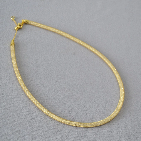 Brass Gold Plated Mesh Chain Necklace Rhinestone Filled Minimalist Luxury Choker Fashion Jewelry For Women