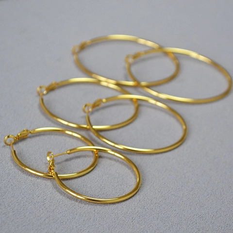Oversize C-Förmig Ohrringe Für Damen Kupfer Schmuck Mit 925 Sterling Silber Stift Minimalistisch Glatte Oberfläche Große Kreis Ohrringe