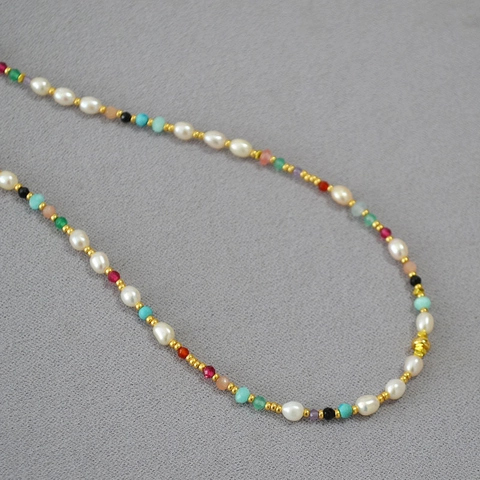 Collar de Perlas de Nácar Estilo Dopamina para Mujer Hecho a Mano de Piedra Natural Multi Piedra Preciosa Joyería de Aleación