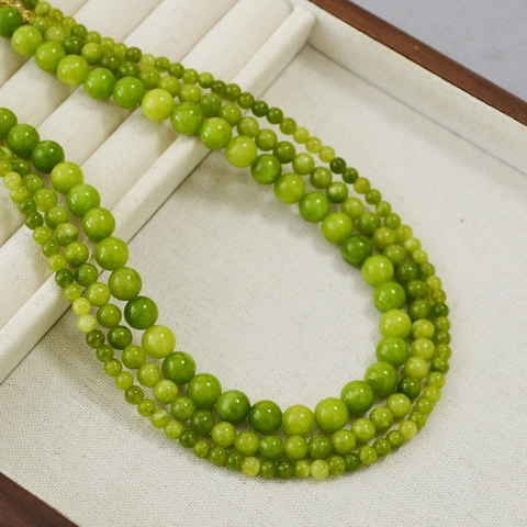 Collar de Cuentas de Calcedonia Verde Oliva Retro para Mujer Hecho a Mano Minimalista Cadena de Clavícula Corta Joyería Regalo