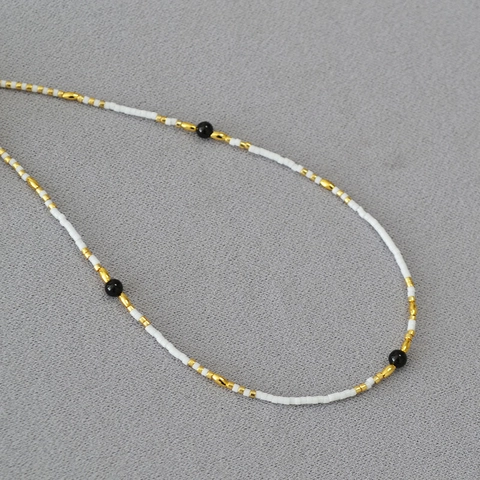 Handgefertigte Minimalistische Miyuki Perlenkette Mit Schwarzem Onyx Und Gold Kupfer Perlen Boho Schmuck Halskette Damen