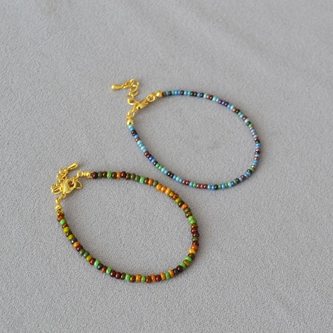 Handmade Vintage Van Gogh Sunflower Style Colorful Glass Seed Bead Bracelet For Women Adjustable Bohemian Jewelry Bracelet