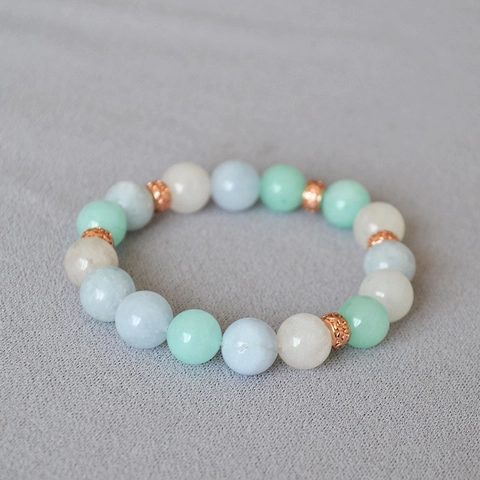 Summer Minimalist 10mm Optimized Jade Beaded Bracelet For Women Men Fresh Style Multi-Color Stone Elastic Bracelet Alloy Jewelry
