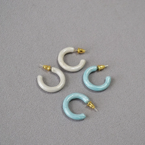 Orecchini a Cerchio a Forma di C in Smalto Fatti a Mano Con Perno in Argento Sterling 925 Moda Freschi Minimalisti Donna
