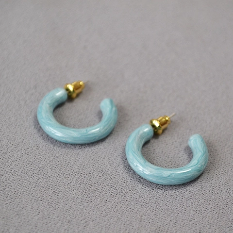 Orecchini a Cerchio a Forma di C in Smalto Fatti a Mano Con Perno in Argento Sterling 925 Moda Freschi Minimalisti Donna