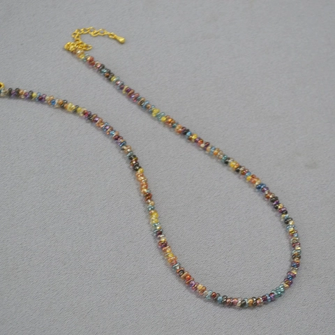 Bohemian Handmade Colorful Beaded Necklace For Women Vintage Niche Design Translucent Rice Beads Clavicle Chain Jewelry