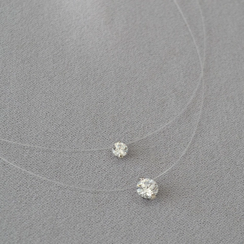 Minimalistische Unsichtbare Angelschnur Zirkonia Halskette Für Damen Meerjungfrau Tränen Solitär Anhänger Transparente Kette Schmuck