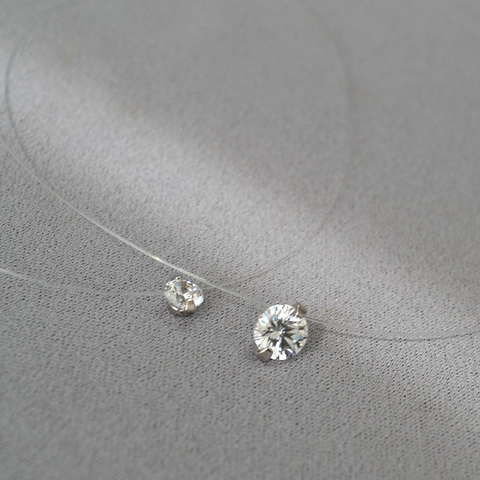Minimalistische Unsichtbare Angelschnur Zirkonia Halskette Für Damen Meerjungfrau Tränen Solitär Anhänger Transparente Kette Schmuck