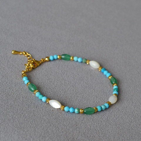 Handgemaakte Magnesiet Turkoois Kralen Armband Koper Goud Zilver Verguld Verlengketting Boheems Retro Vakantie Sieraden Voor Vrouwen