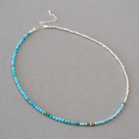 Collar de Cuentas de Magnesita Verde Bohemio Pepitas Geométricas Plateadas Gargantilla Ajustable Joyería Minimalista Regalo